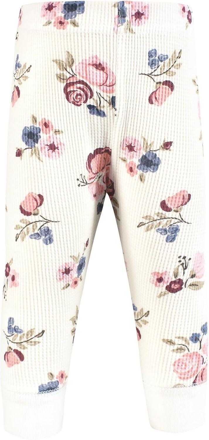 imageHudson Baby Unisex Baby Thermal Tapered Ankle Pants 4pk Acorn BotanicalDusty Rose Floral