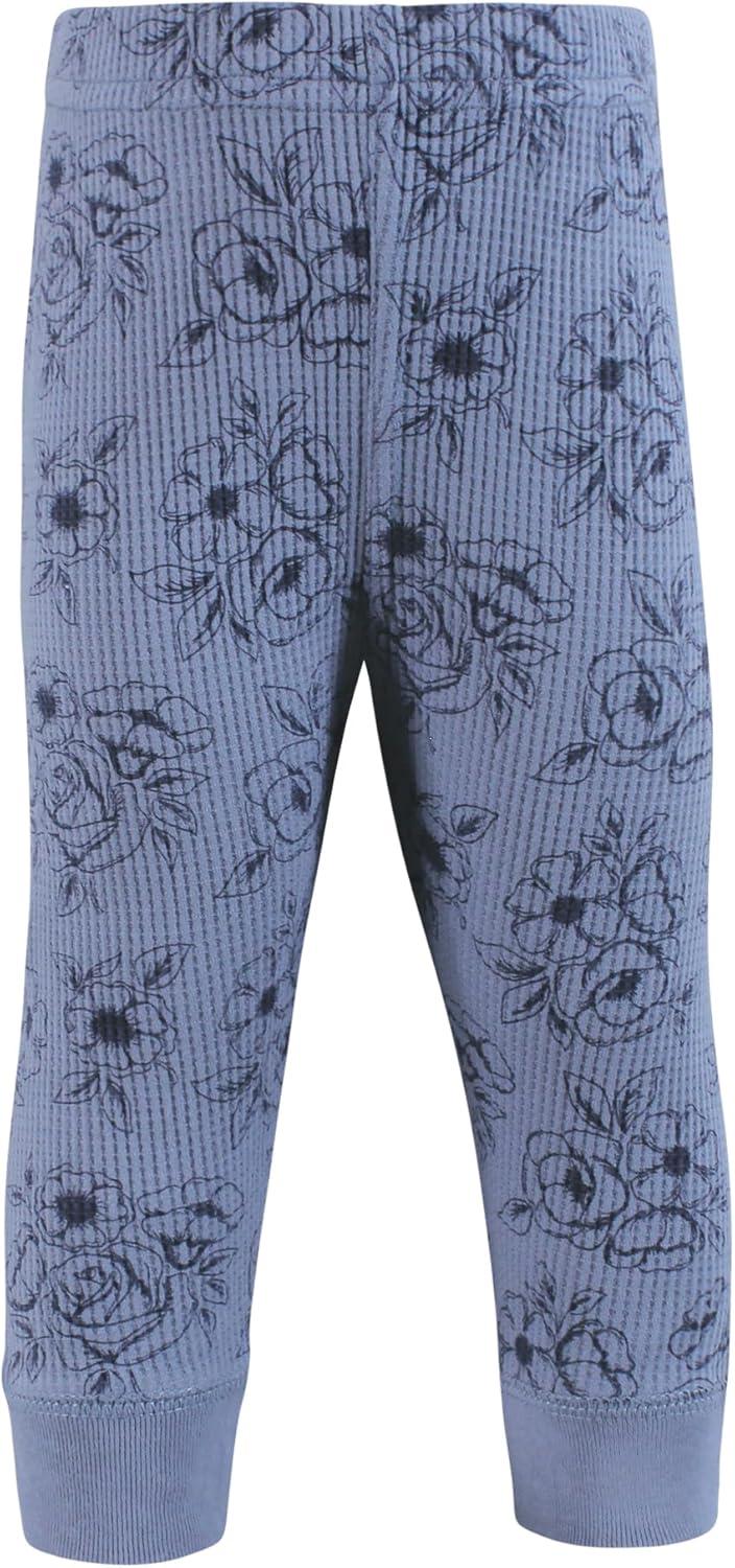 imageHudson Baby Unisex Baby Thermal Tapered Ankle Pants 4pk Acorn BotanicalDusty Rose Floral