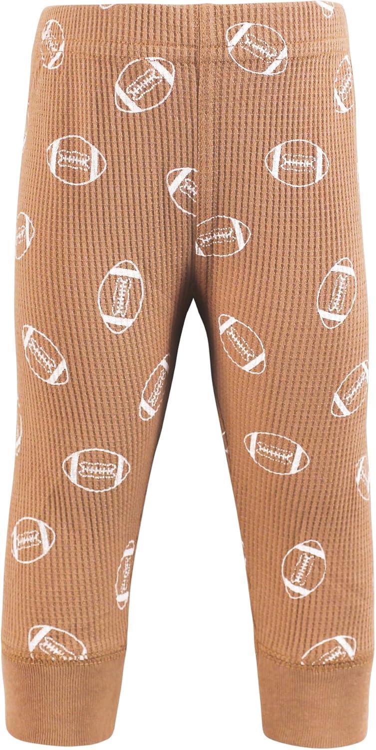 imageHudson Baby Unisex Baby Thermal Tapered Ankle Pants 4pk Acorn BotanicalFootball