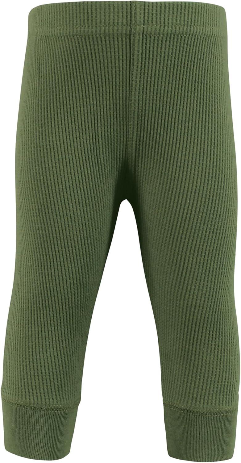 imageHudson Baby Unisex Baby Thermal Tapered Ankle Pants 4pk Acorn BotanicalSage Dinosaur