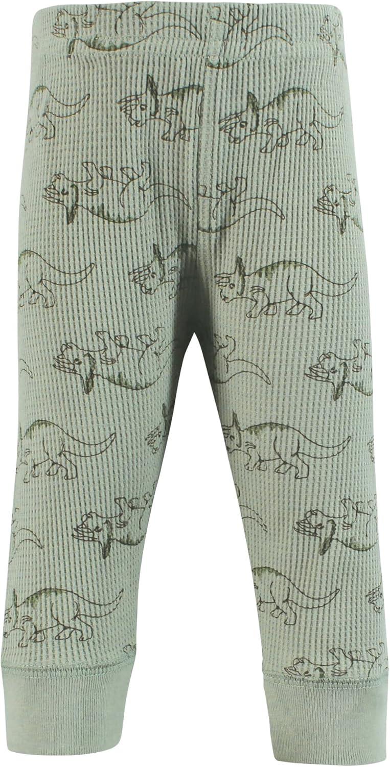 imageHudson Baby Unisex Baby Thermal Tapered Ankle Pants 4pk Acorn BotanicalSage Dinosaur