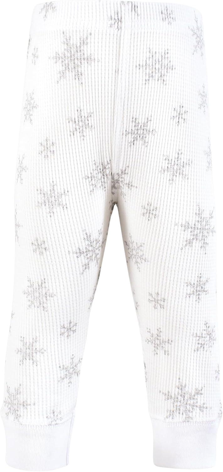 imageHudson Baby Unisex Baby Thermal Tapered Ankle Pants 4pk Acorn BotanicalSnowflake