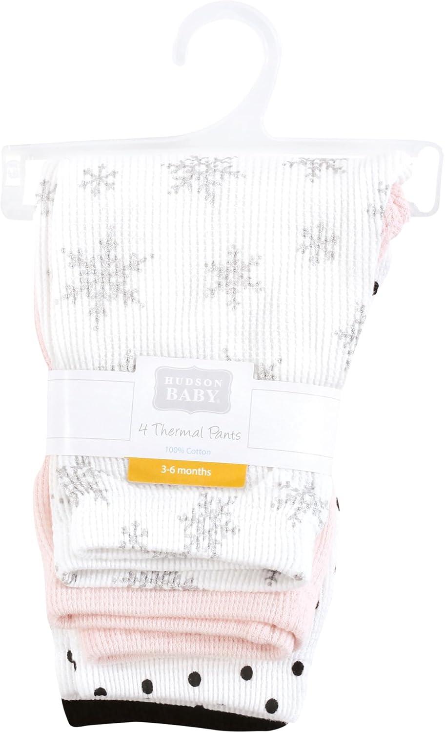 imageHudson Baby Unisex Baby Thermal Tapered Ankle Pants 4pk Acorn BotanicalSnowflake