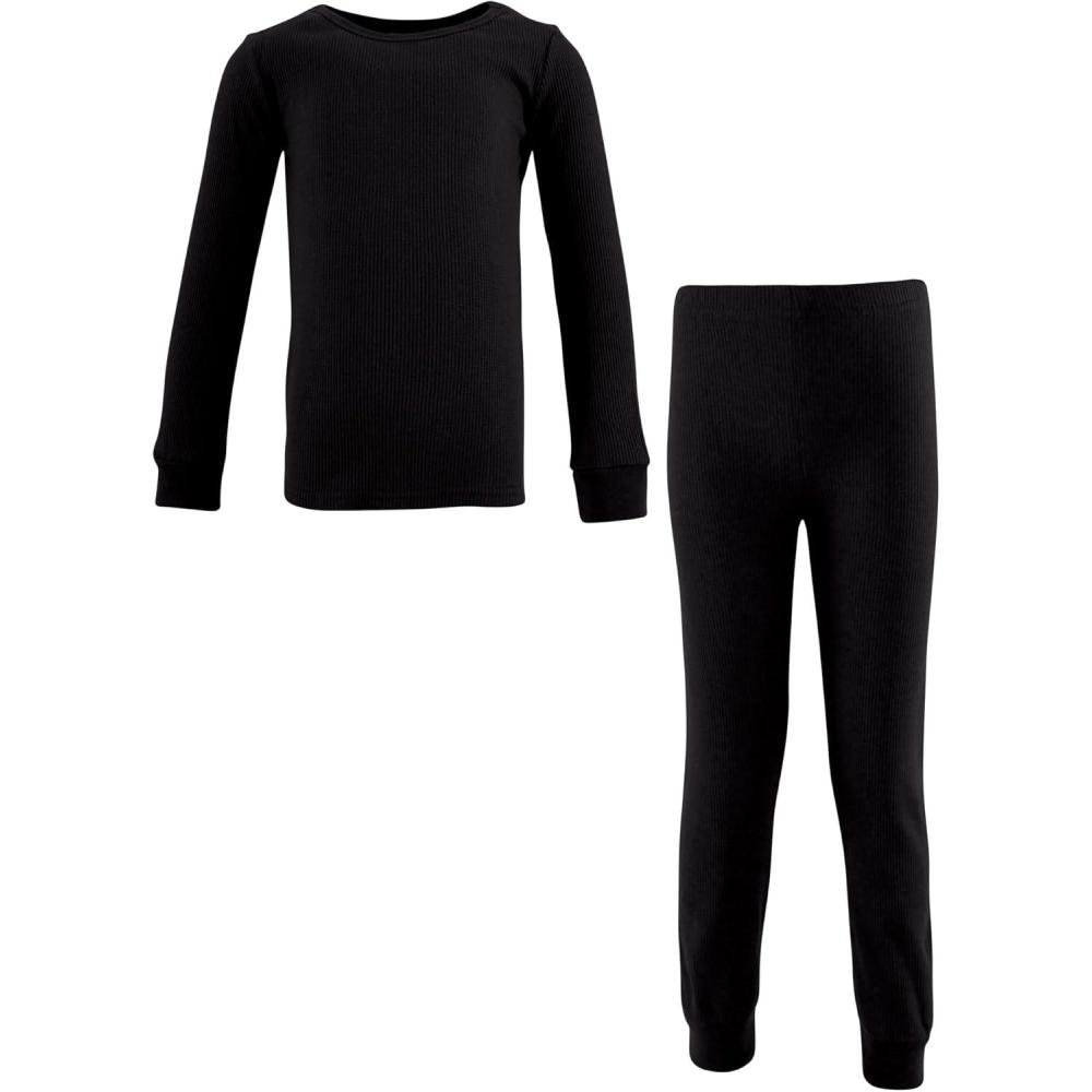 imageHudson Baby Girls Unisex Baby Thermal Long Underwear 2pc Set Heather Gray 8 YearsBlack