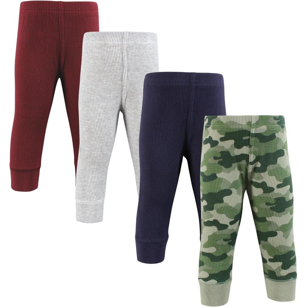 imageHudson Baby Unisex Baby Thermal Tapered Ankle Pants 4pk Acorn BotanicalBasic Camo