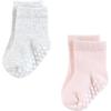 imageHudson Baby Unisex Baby Cotton Rich Newborn and Terry SocksPink Gray Basic