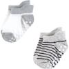 imageHudson Baby Unisex Baby NonSkid NoShow SocksBlack Gray Stripes