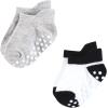 imageHudson Baby Unisex Baby NonSkid NoShow SocksBlack Gray Stripes