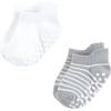 imageHudson Baby Unisex Baby NonSkid NoShow SocksBlack Gray Stripes