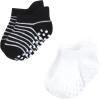 imageHudson Baby Unisex Baby NonSkid NoShow SocksBlack Gray Stripes