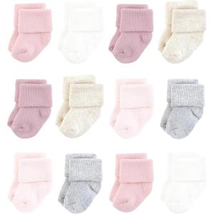 imageHudson Baby Baby Girls Cotton Rich Newborn and Terry SocksMauve Neutral
