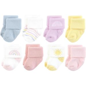 imageHudson Baby Baby Girls Cotton Rich Newborn and Terry SocksPastel Sun and Rainbow