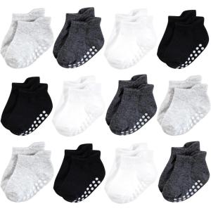 imageHudson Baby Baby Girls NonSkid NoShow SocksBlack White