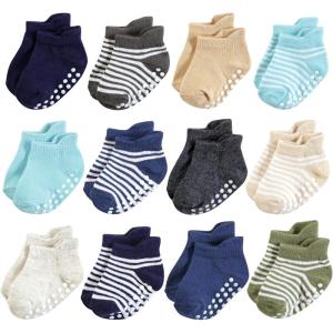 imageHudson Baby Baby Girls NonSkid NoShow SocksBlue Tan