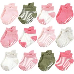 imageHudson Baby Baby Girls NonSkid NoShow SocksPink Green