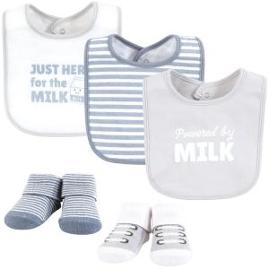imageHudson Baby Infant Girl Cotton Bib and Sock Set So Loved Roses One SizePowered By Milk