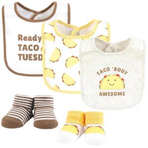 imageHudson Baby Infant Girl Cotton Bib and Sock Set So Loved Roses One SizeTaco Tuesday