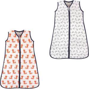 imageHudson Baby Safe Sleep Wearable Muslin Sleeping Bag 2 Pack FoxesPaper Airplane 1824 Months