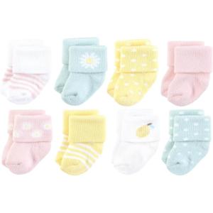 imageHudson Baby Unisex Baby Cotton Rich Newborn and Terry Socks Blue Sage Stripe 06 MonthsLemon Daisy