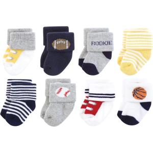 imageHudson Baby Unisex Baby Cotton Rich Newborn and Terry Socks Blue Sage Stripe 06 MonthsSports Rookie