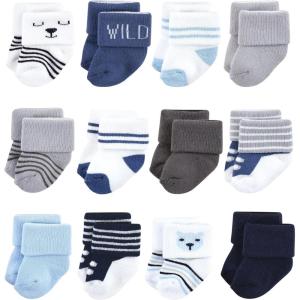 imageHudson Baby Unisex Baby Cotton Rich Newborn and Terry SocksBear Boy 12pack