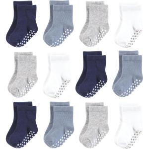 imageHudson Baby Unisex Baby Cotton Rich Newborn and Terry SocksBlue Gray Basic