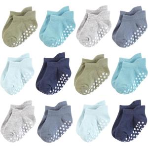 imageHudson Baby Unisex Baby NonSkid NoShow SocksBlue Gray Teal