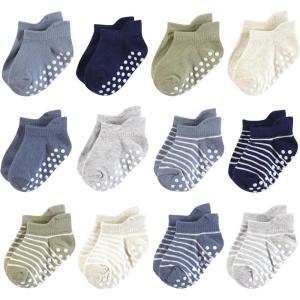 imageHudson Baby Unisex Baby NonSkid NoShow SocksBoy Asst Stripes