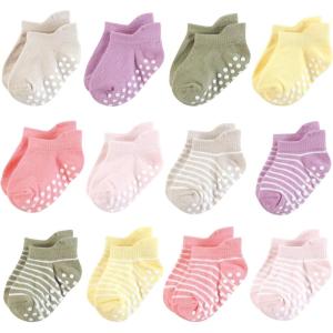 imageHudson Baby Unisex Baby NonSkid NoShow SocksGirl Asst Stripes