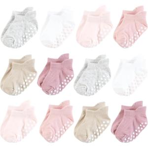 imageHudson Baby Unisex Baby NonSkid NoShow SocksMauve Neutral
