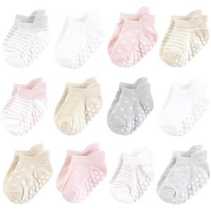 imageHudson Baby Unisex Baby NonSkid NoShow SocksSoft Pink Dot Stripe