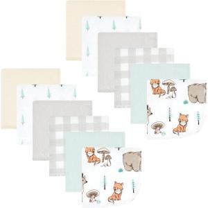 imageHudson Baby Unisex Baby Flannel Washcloths Boy Woodland Pals 12Pk One SizeNeutral Woodland Pals 12pk