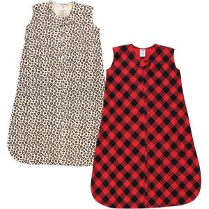 imageHudson Baby Infant Girl Thermal Sleeveless Sleeping Bag 2pk Soft Pink Sage RoseBuffalo Plaid Leopard