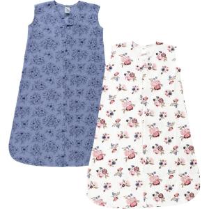 imageHudson Baby Infant Girl Thermal Sleeveless Sleeping Bag 2pk Soft Pink Sage RoseDusty Rose Floral