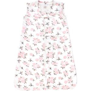imageHudson Baby Infant Girls Plush Faux Fur Sleeping Bag Wearable BlanketNeutral Pink Floral