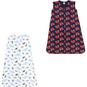 imageHudson Baby Unisex Baby Cotton Sleeveless Wearable Sleeping BagDinosaurs and Fox 2pack