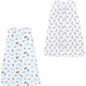 imageHudson Baby Unisex Baby Cotton Sleeveless Wearable Sleeping BagDinosaurs and Penguins 2pack