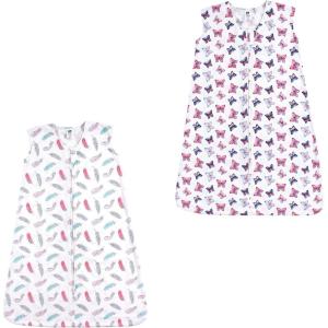 imageHudson Baby Unisex Baby Cotton Sleeveless Wearable Sleeping BagFeathers Butterflies 2pack