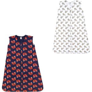 imageHudson Baby Unisex Baby Cotton Sleeveless Wearable Sleeping BagFox and Lions 2pack