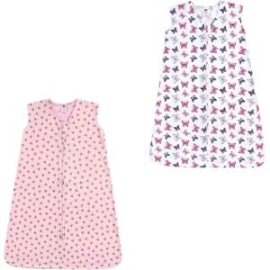 imageHudson Baby Unisex Baby Cotton Sleeveless Wearable Sleeping BagGold Hearts and Butterflies 2pack