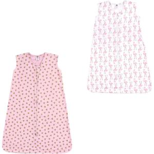 imageHudson Baby Unisex Baby Cotton Sleeveless Wearable Sleeping BagGold Hearts and Flamingo 2pack