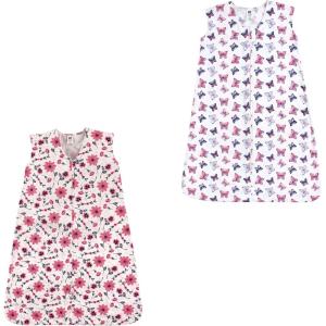 imageHudson Baby Unisex Baby Cotton Sleeveless Wearable Sleeping BagPink Flowers and Butterflies 2pack
