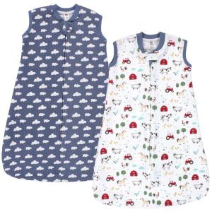 imageHudson Baby Unisex Baby Premium Quilted Sleeveless Sleeping Bag and Wearable Blanket Boy Farm Animals 1824 MonthsBoy Farm Animals