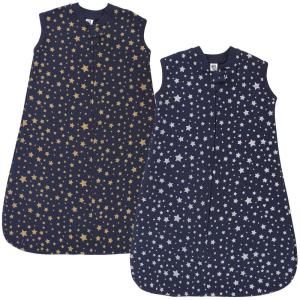 imageHudson Baby Unisex Baby Premium Quilted Sleeveless Sleeping Bag and Wearable Blanket Boy Farm Animals 1824 MonthsMetallic Stars