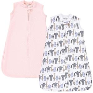 imageHudson Baby Unisex Baby Premium Quilted Sleeveless Sleeping Bag and Wearable Blanket Boy Farm Animals 1824 MonthsPink Safari
