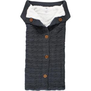 imageHudson Baby Unisex Baby Sherpa Knitted Baby Lounge Stroller Wrap Sack Light Blue One SizeCharcoal