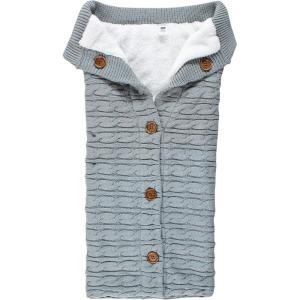 imageHudson Baby Unisex Baby Sherpa Knitted Baby Lounge Stroller Wrap Sack Light Blue One SizeGray
