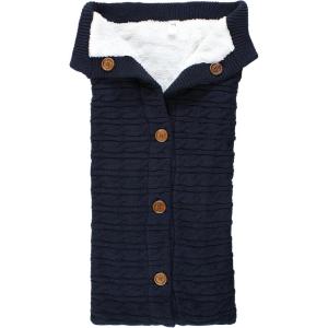 imageHudson Baby Unisex Baby Sherpa Knitted Baby Lounge Stroller Wrap Sack Light Blue One SizeNavy