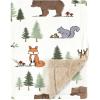 imageHudson Baby Unisex Baby Plush Blanket with Furry Binding and Back One SizeForest Animals