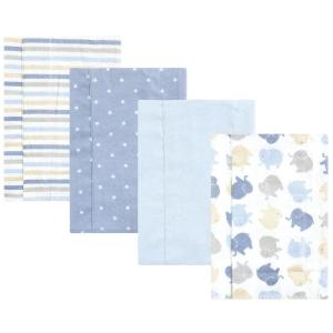 imageHudson Baby Unisex Baby Cotton Flannel Burp Cloths 4Pack Blue Cosmos One SizeMulti Color Boy Elephant